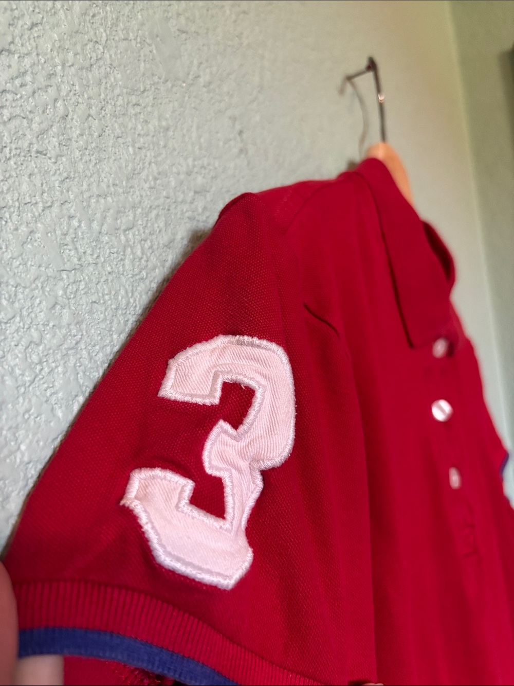 U.S. Polo Assn. Girls Red Polo with Navy Embroidered Logo Size XL - Good - Picture 4 of 5